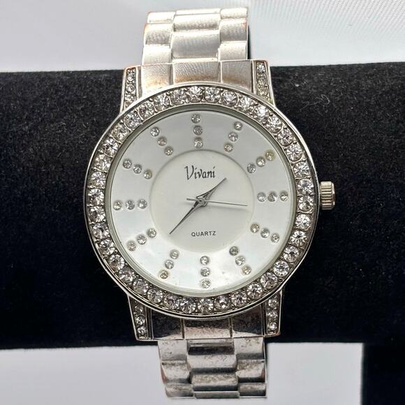 Silver Crystal Vivani Cuff Watch - Picture 1 of 3